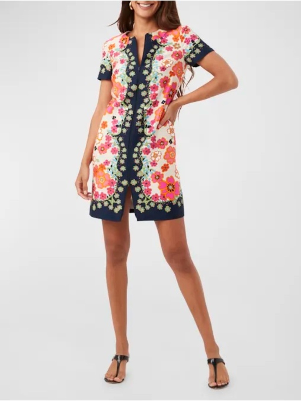 Trina Turk Arboretum Floral-Print Zip-Front Mini Dress